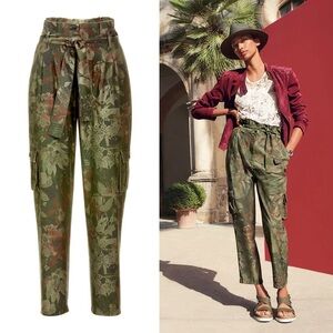 Madeline floral Lyocell cargo pants size 16 paperbag waist Fairy Goblin core